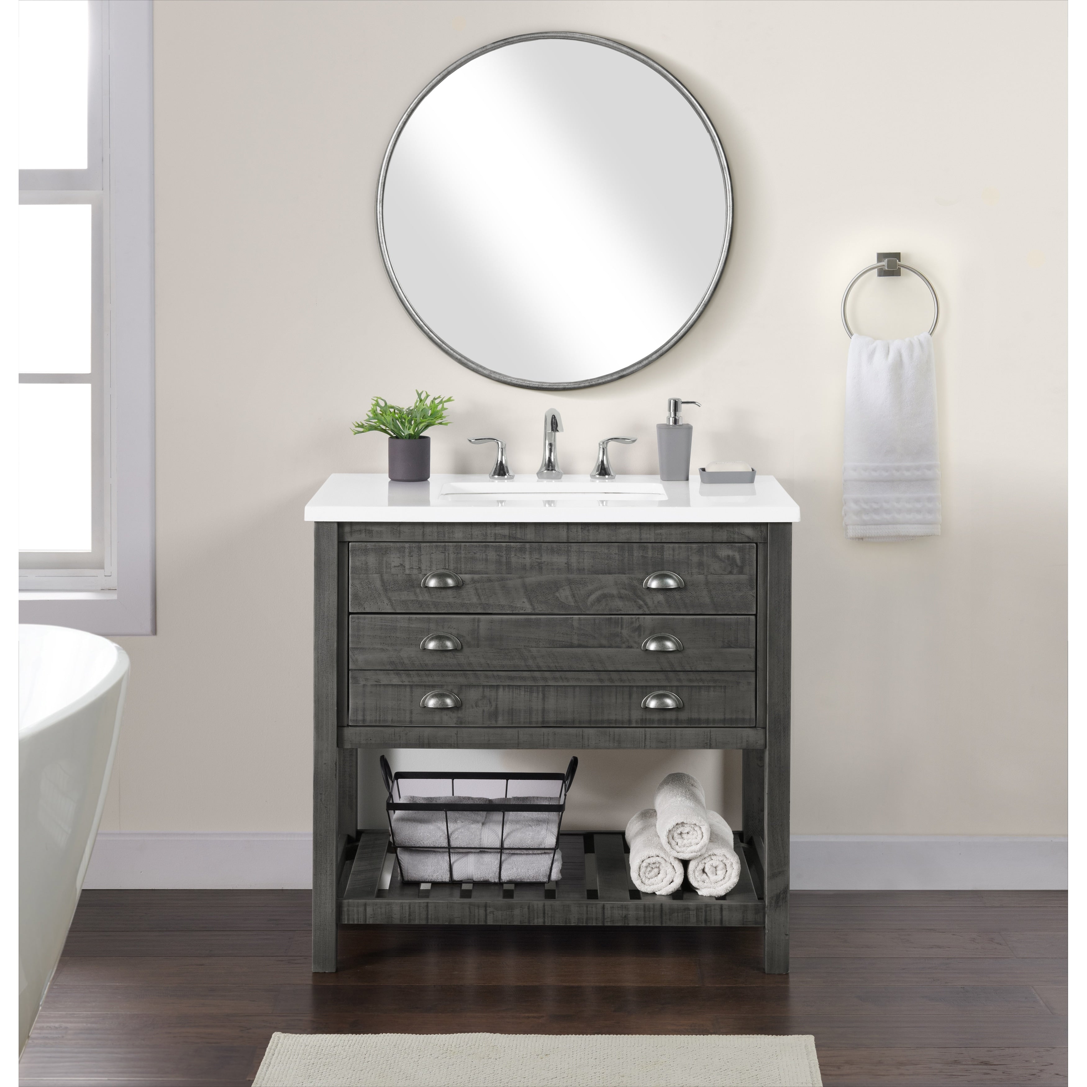 Meuble-lavabo simple de style ferme Monterey 37 avec dessus
