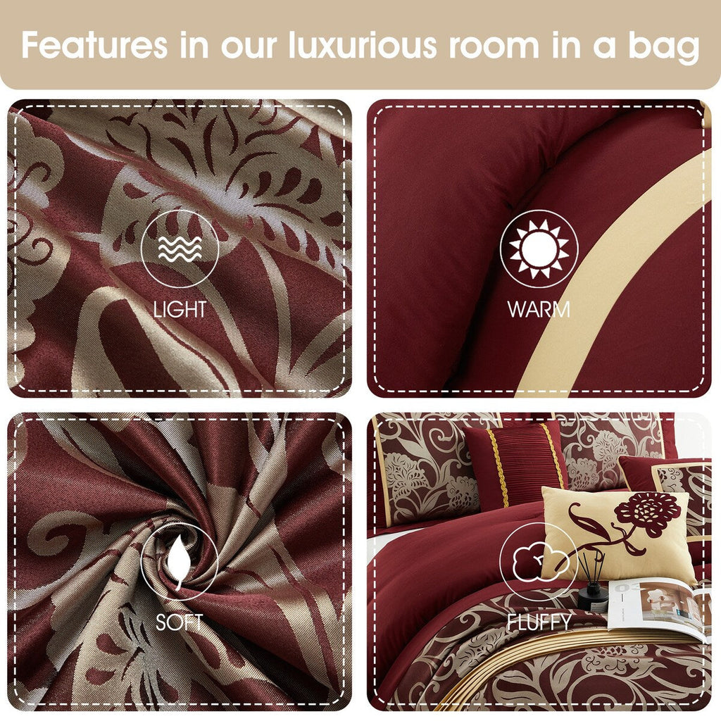 Ensemble de couette 9 pièces Nanshing Brie en jacquard floral