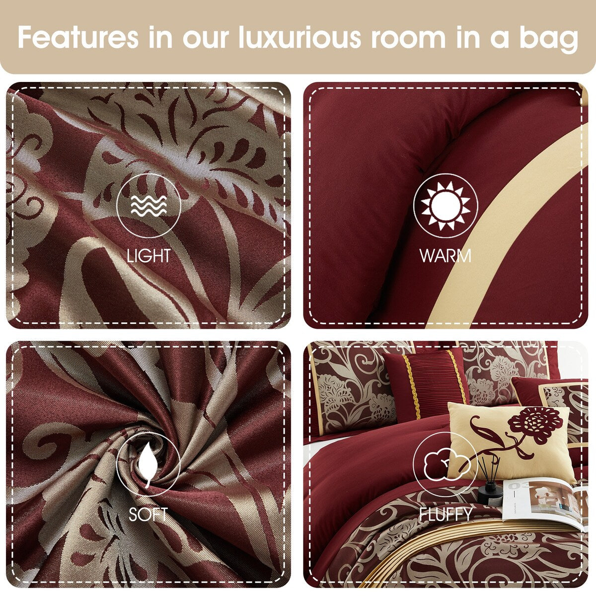 Ensemble de couette 9 pièces Nanshing Brie en jacquard floral