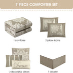 Ensemble de couette traditionnelle damassée Nanshing Tiana 7 pièces