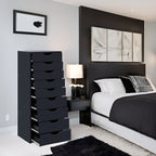 Armoire étroite en bois à 9 tiroirs avec tiroirs coulissants en douceur et étagère de rangement supérieure