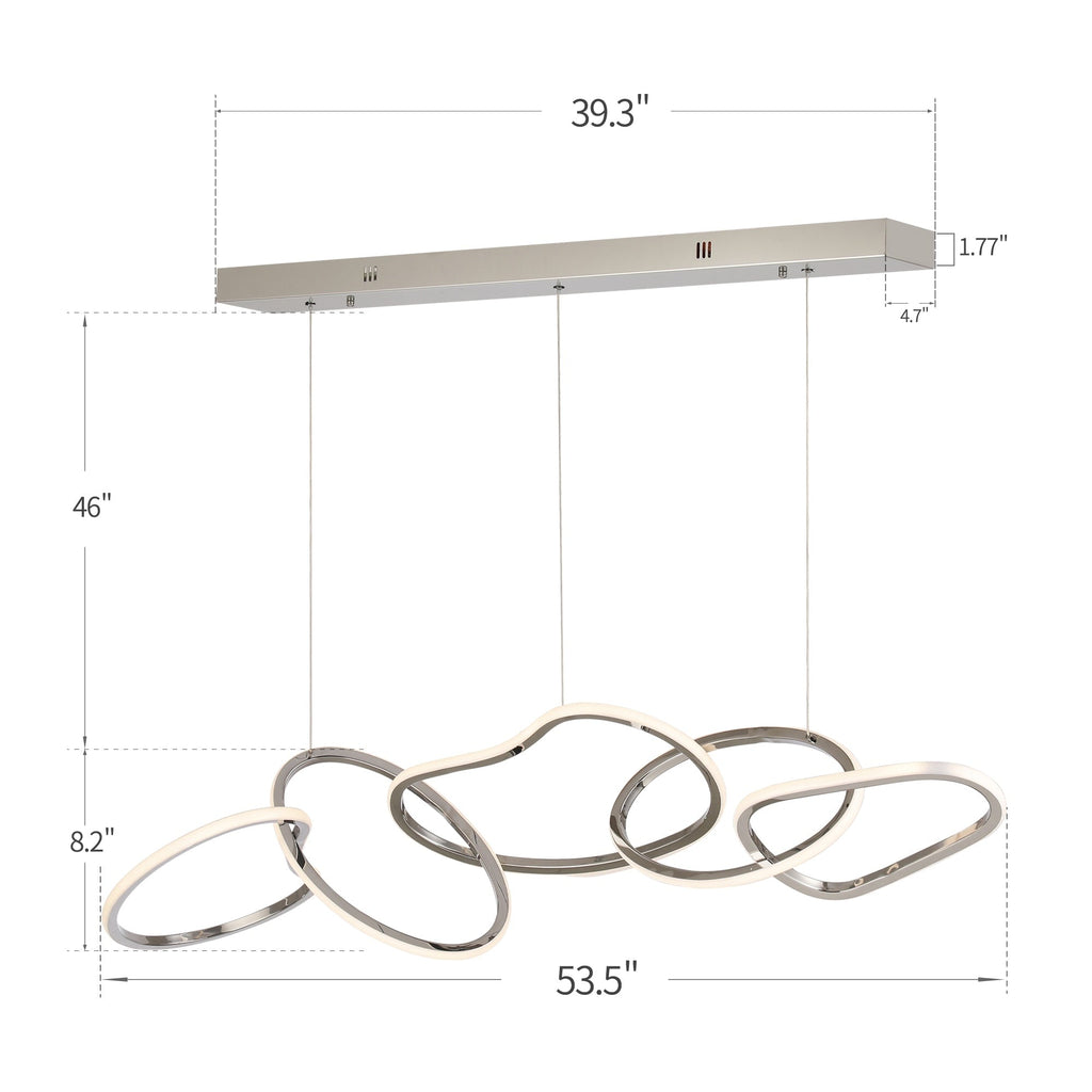 Lustre LED de luxe en acier inoxydable imbriqué de style nordique pour salle à manger