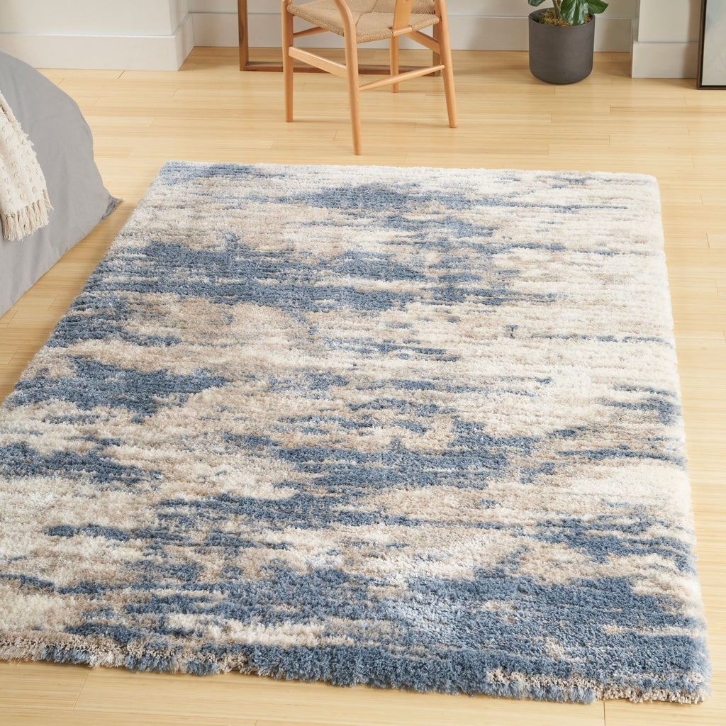 Tapis Nourison luxueux à poils longs et ultra moelleux, style abstrait glamour