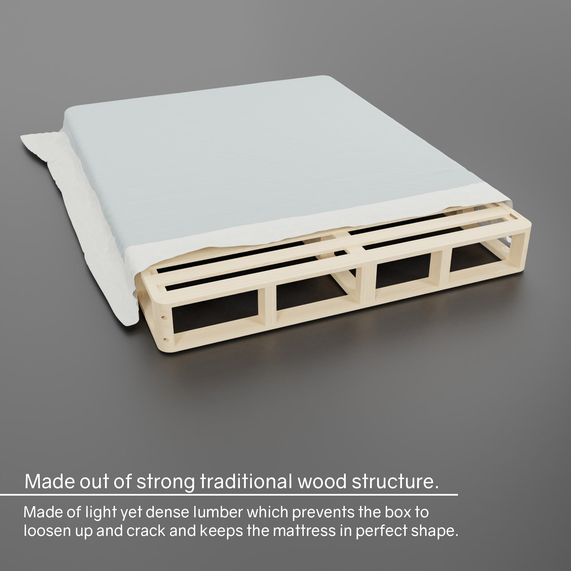 ONETAN, sommier/sommier en bois facile à assembler de 5 po et 8 po, blanc.