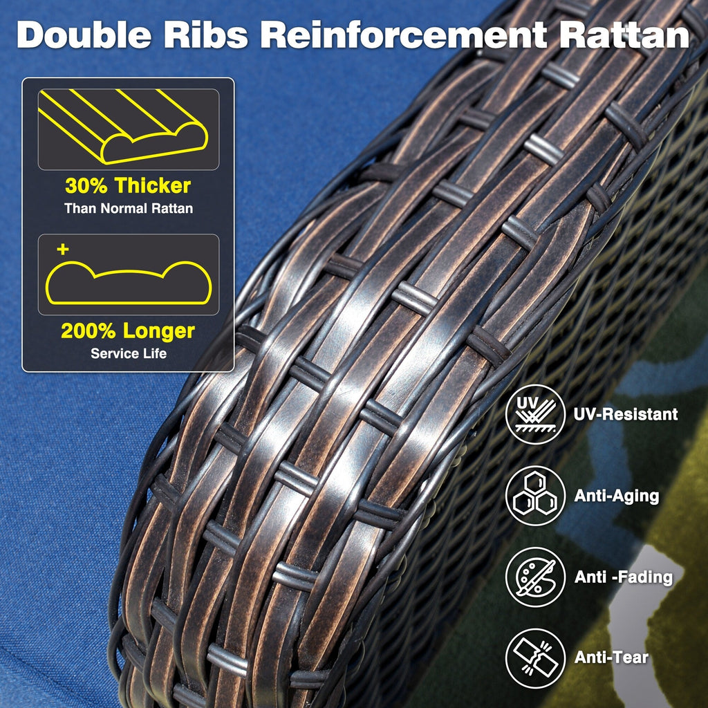 Ensemble de conversation 5 pièces en osier pour patio à dossier haut OVIOS