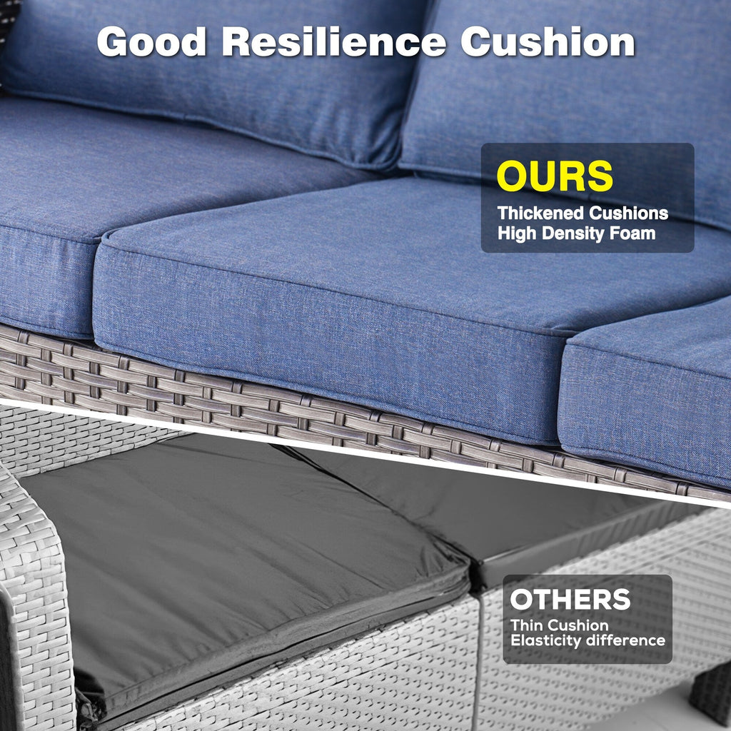 Ensemble de conversation 5 pièces en osier pour patio à dossier haut OVIOS