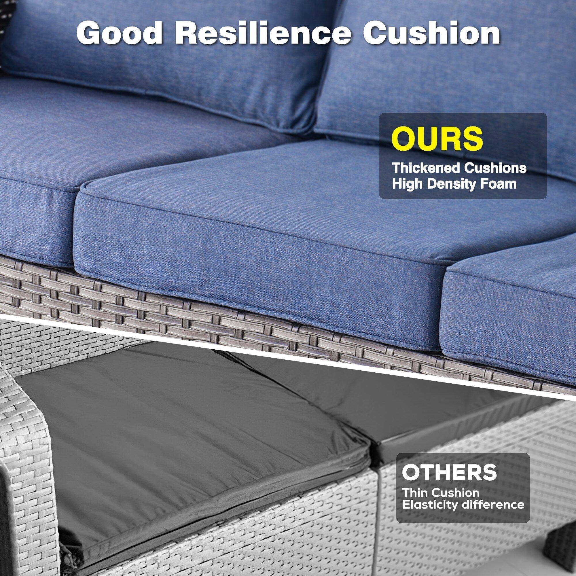 Ensemble de conversation 5 pièces en osier pour patio à dossier haut OVIOS