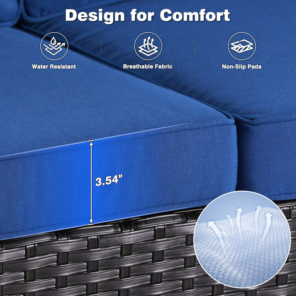 Ensemble de 8 chaises pivotantes en osier pour patio OVIOS