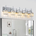 Luminaires de salle de bain en cristal à intensité variable Ora Modern sur miroir Glam Vanity Lights