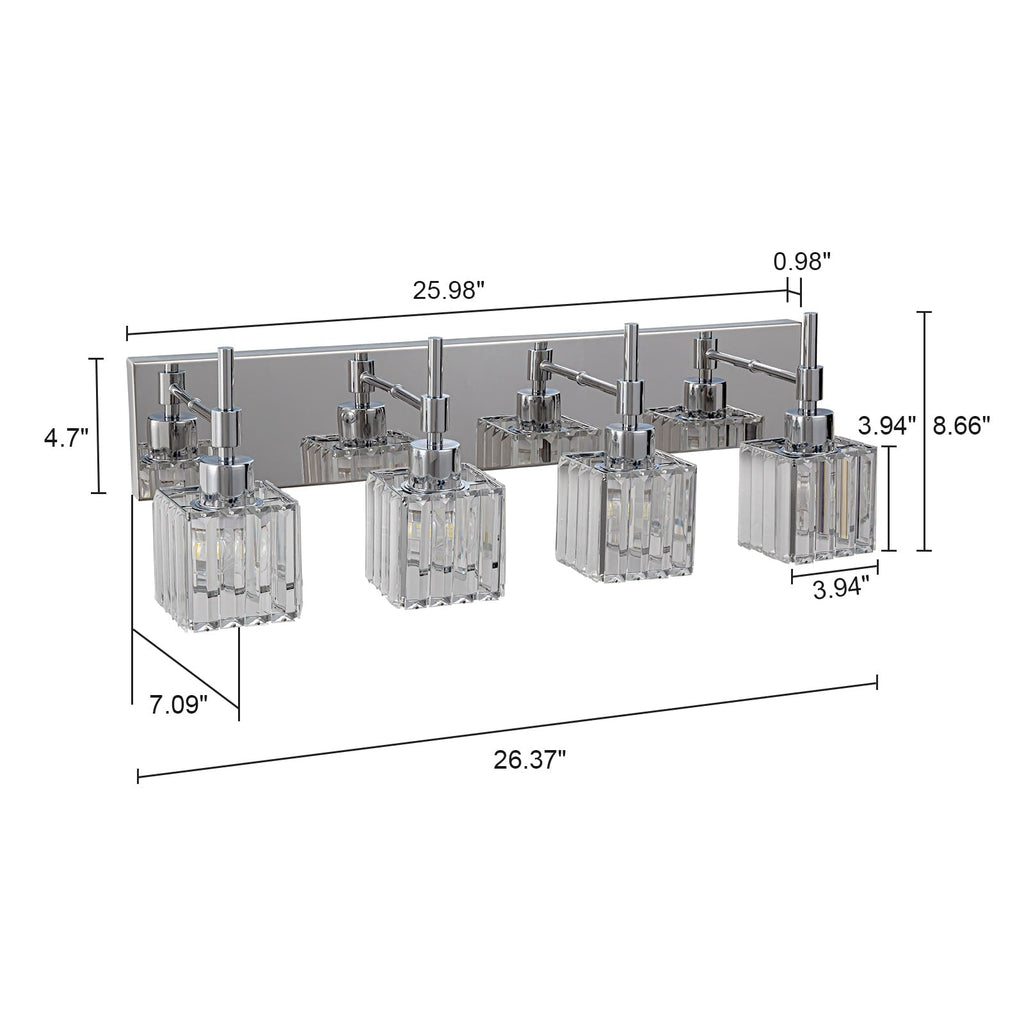 Luminaires de salle de bain en cristal à intensité variable Ora Modern sur miroir Glam Vanity Lights