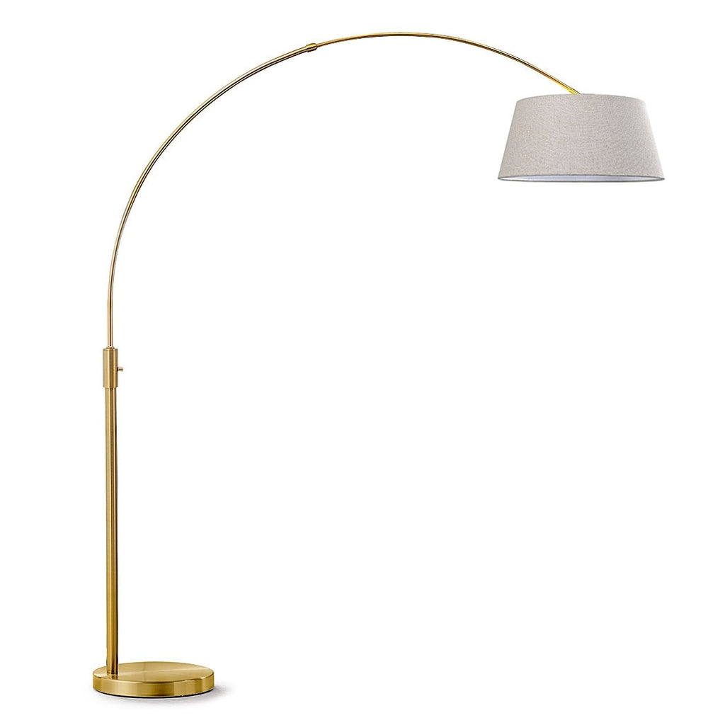 Lampadaire à arche rétractable à LED Orbita 81H à intensité variable, ampoule incluse, finition laiton antique