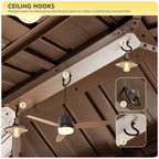 Tonnelle d'extérieur à toit rigide avec double toit en acier galvanisé et cadre en aluminium, pergola extérieure avec rideaux et filets haut de gamme