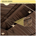 Tonnelle d'extérieur à toit rigide avec double toit en acier galvanisé et cadre en aluminium, pergola extérieure avec rideaux et filets haut de gamme