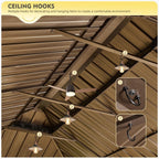 Tonnelle d'extérieur à toit rigide avec double toit en acier galvanisé et cadre en aluminium, pergola extérieure avec rideaux et filets haut de gamme