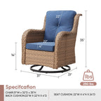 Chaises à bascule d'extérieur en osier Gymojoy avec base pivotante (lot de 2)