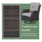 Chaises à bascule d'extérieur en osier Gymojoy avec base pivotante (lot de 2)