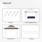 Outsunny 12' x 12' Pop Up Canopy Sun Shade Tente instantanée pliable avec filet latéral en maille, hauteur réglable sur 3 niveaux