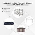 Outsunny 12' x 12' Pop Up Canopy Sun Shade Tente instantanée pliable avec filet latéral en maille, hauteur réglable sur 3 niveaux