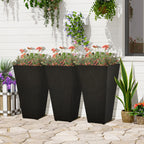 Lot de 3 grands pots de fleurs en plastique Outsunny 28 cm, pour l'intérieur et l'extérieur, pour l'entrée, la terrasse et la cour.