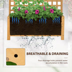 Jardinière en bois Outsunny avec treillis, plate-bande surélevée pour plantes grimpantes avec trous de drainage et toit
