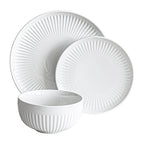 Service de table cannelé en porcelaine blanche Over and Back, 24 pièces
