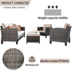 Ensemble de 5 sièges de jardin à dossier haut en osier OVIOS