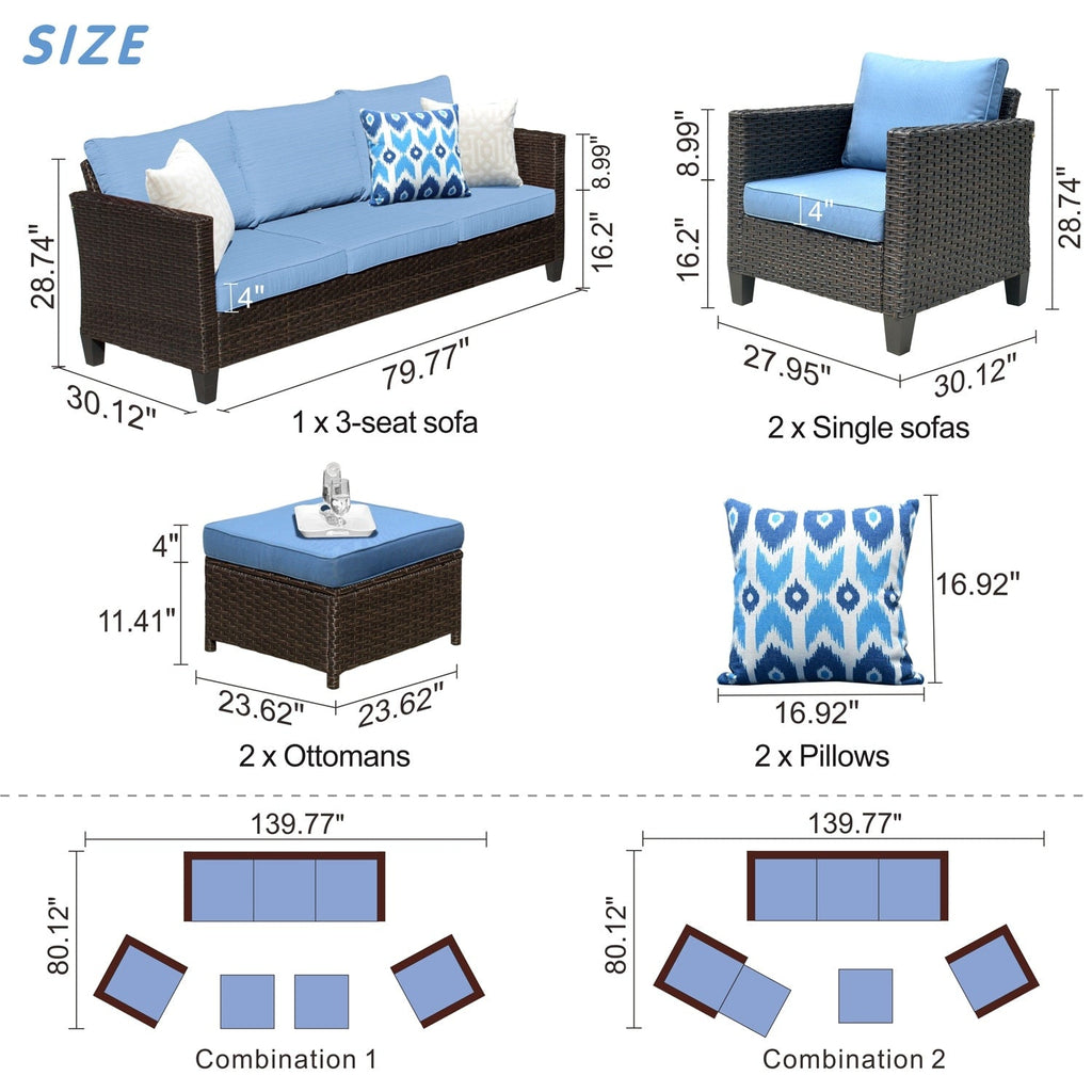 Ensemble de 5 sièges de jardin à dossier haut en osier OVIOS