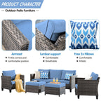 Ensemble de 5 sièges de jardin à dossier haut en osier OVIOS