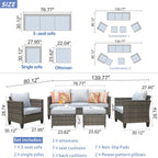 Ensemble de 5 sièges de jardin à dossier haut en osier OVIOS