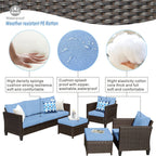 Ensemble de 5 sièges de jardin à dossier haut en osier OVIOS