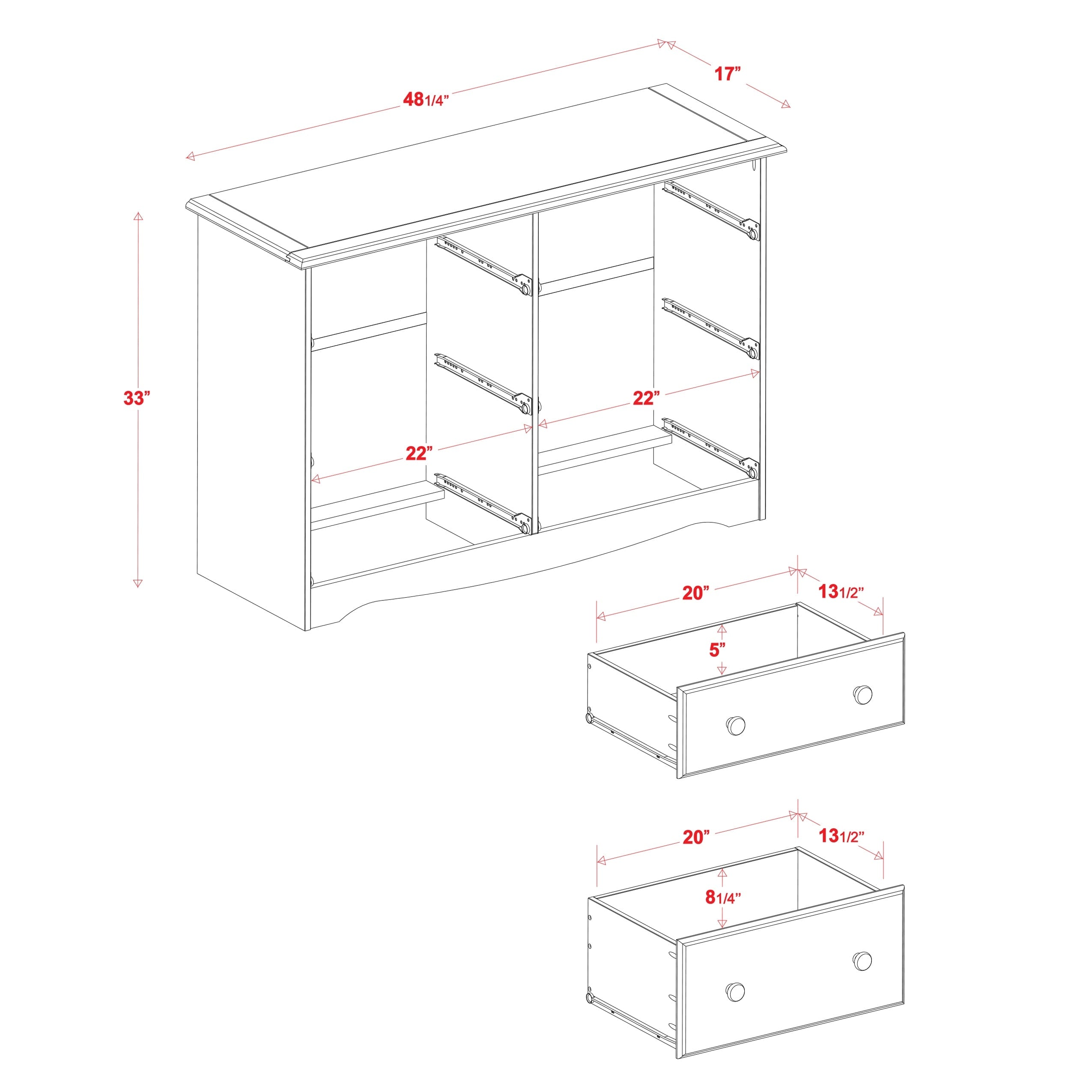 Commode à 6 tiroirs 100 % bois massif de Palace Imports