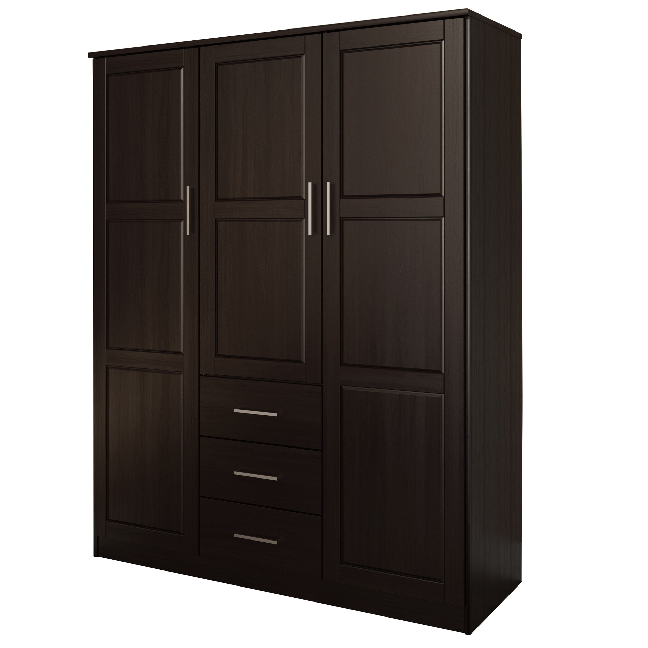 Armoire penderie 3 portes Cosmo 100 % bois massif de Palace Imports avec portes en bois massif ou en miroir