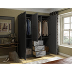 Armoire penderie 3 portes Cosmo 100 % bois massif de Palace Imports avec portes en bois massif ou en miroir