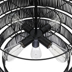 Lustre bohème moderne Piersan à 5 lumières avec abat-jour en rotin à plusieurs niveaux - 26 po de largeur