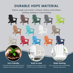 Chaise pliante Adirondack Polytrends Laguna résistante à la décoloration et aux intempéries pour patio extérieur