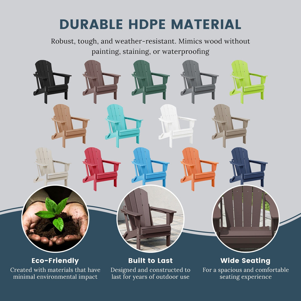 Chaises pliantes Adirondack Polytrends Laguna résistantes aux intempéries (lot de 2)