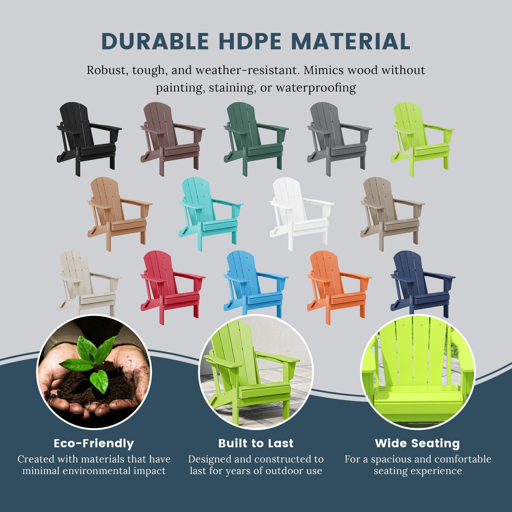 Chaises pliantes Adirondack Polytrends Laguna résistantes aux intempéries (lot de 4)