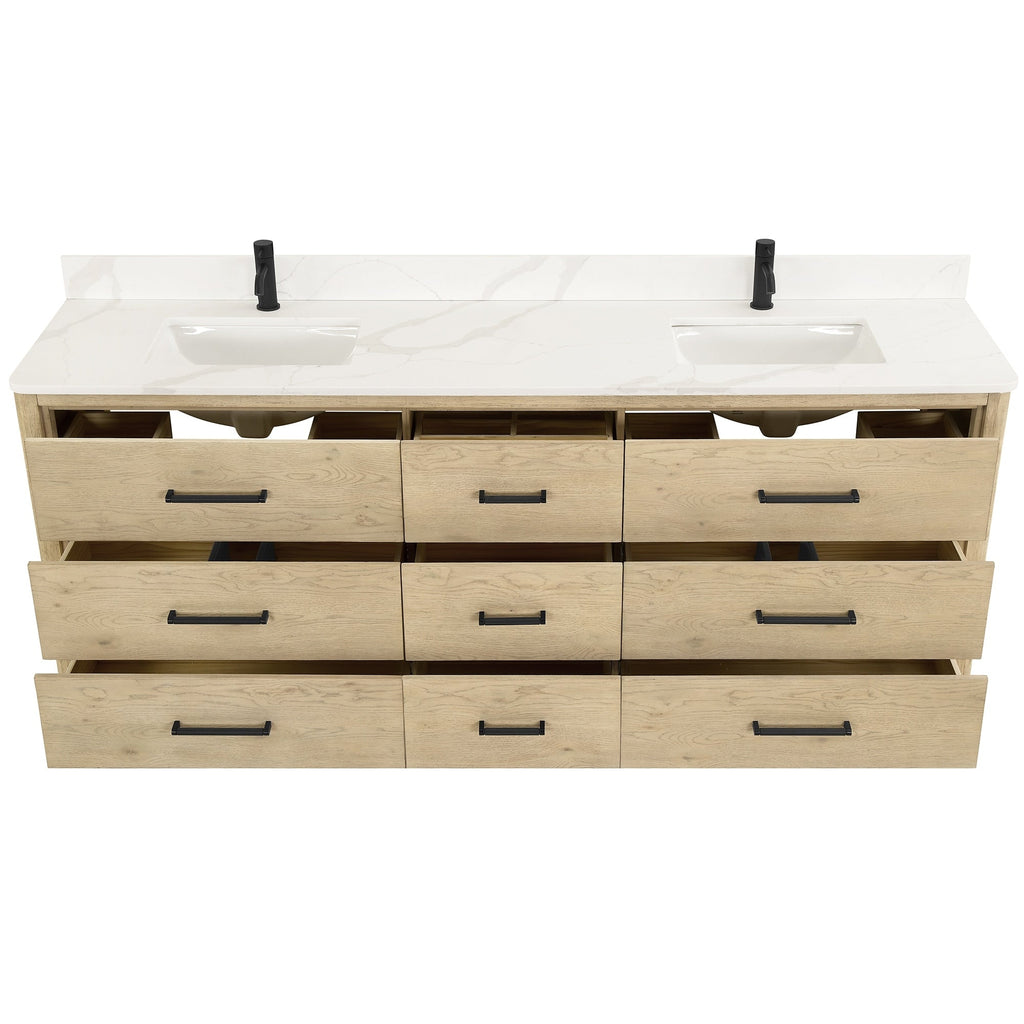 Meuble-lavabo Porto avec dessus en quartz blanc sans miroir