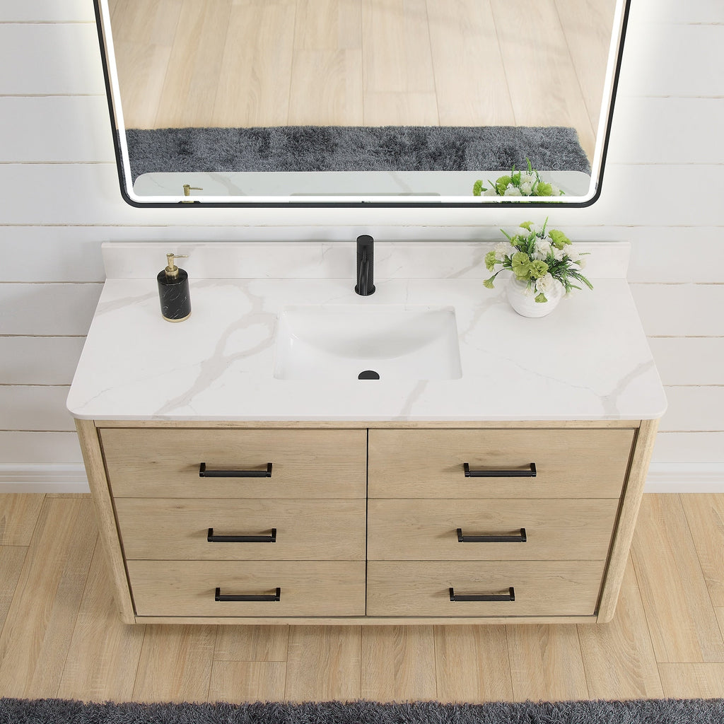 Meuble-lavabo Porto avec dessus en quartz blanc sans miroir