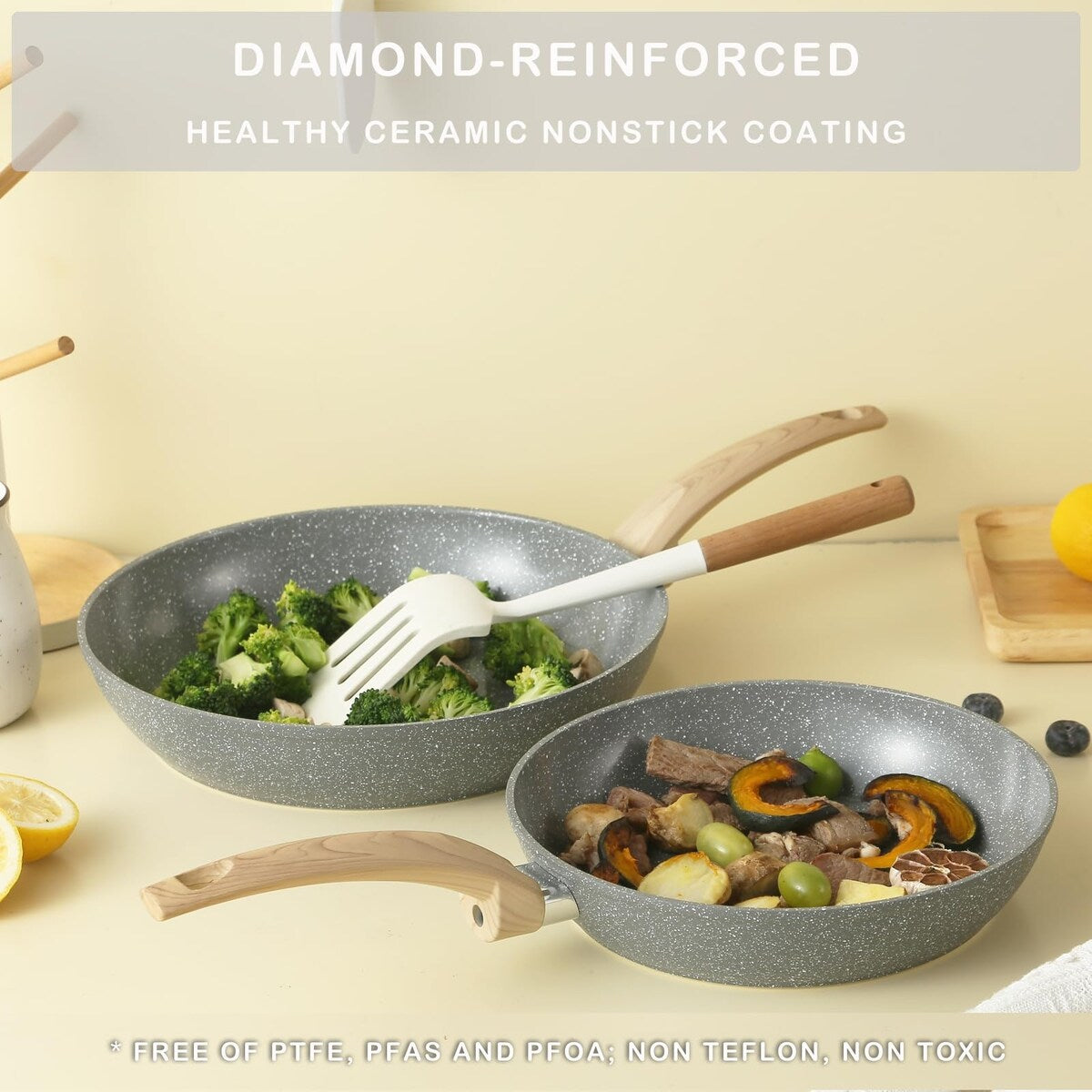 Ensemble de casseroles et poêles antiadhésives en céramique Ensemble de cuisine antiadhésive avec poêle à frire, casserole, sauteuse, cocotte