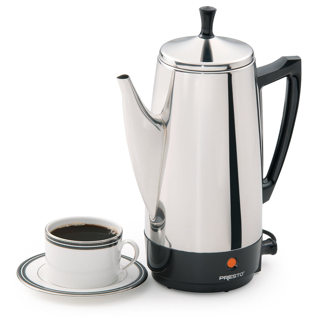 Cafetière Presto en acier inoxydable, percolateur robuste 12 tasses, argent - 2,79