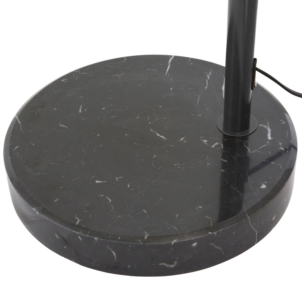 Lampadaire arqué réglable en acier Q-Max 81 avec abat-jour extra large et base en marbre