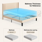 Lit Queen/Full rembourré à canaux verticaux avec tête de lit à oreilles