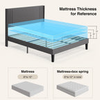 Lit Queen/Full rembourré à canaux verticaux avec tête de lit à oreilles