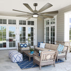 Ventilateur de plafond télécommandé avec lumières, grandes 8 pales en bois