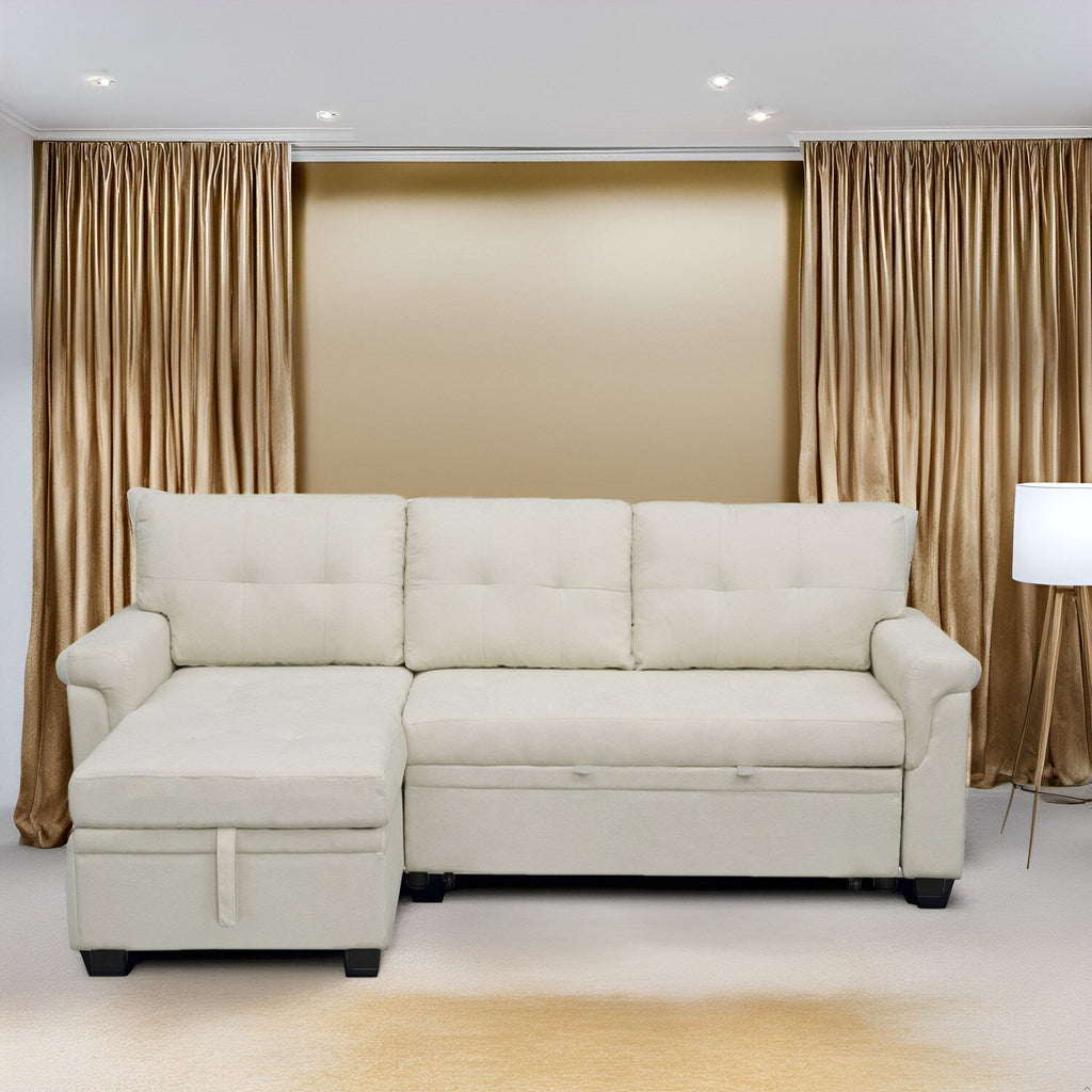 Canapé sectionnel réversible avec lit gigogne, méridienne avec rangement dissimulé, pieds durables,