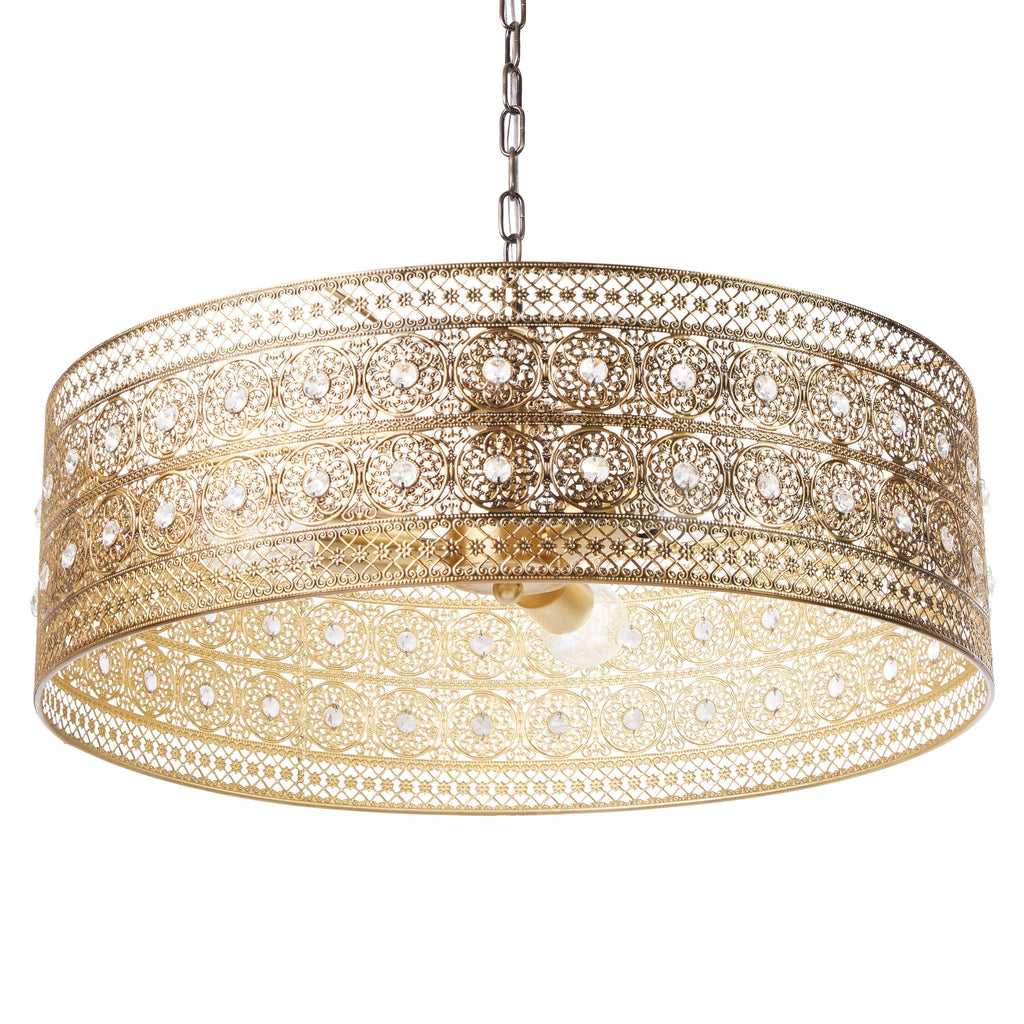 Lustre à 3 lumières River of Goods Bryar en laiton et cristal 23,5 W - 23,5 x 23,5 x 61,5