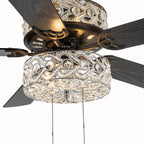 Ventilateur de plafond à DEL River of Goods Olivia, finition bronze huilé/cristal, 52 pouces - 52L x 52W x 18.25H - 52L x 52W x 18.25H