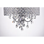 Lustre tambour à perles rondes avec cristaux suspendus