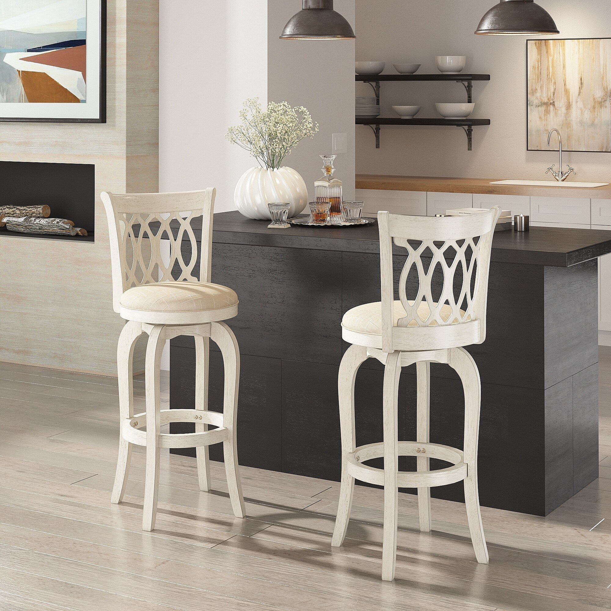 Tabouret de bar pivotant à dossier à défilement Rovinj